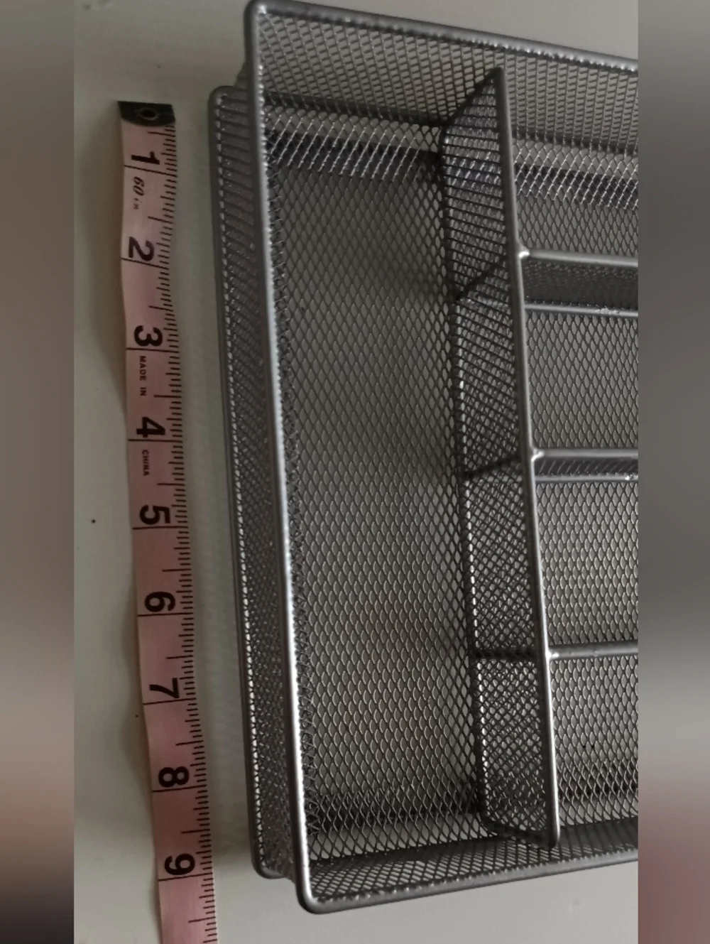Metal Mesh Desk/Utensils Drawer Organizer Tray - Silver